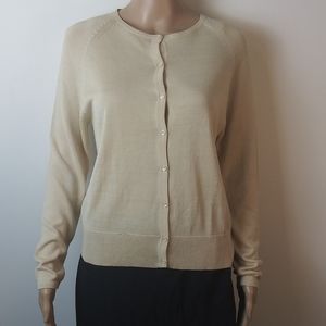 Danielle martin cream 100% silk button up sweater